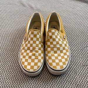 Vans. Yellow checkered. Women’s 9 men’s 7.5